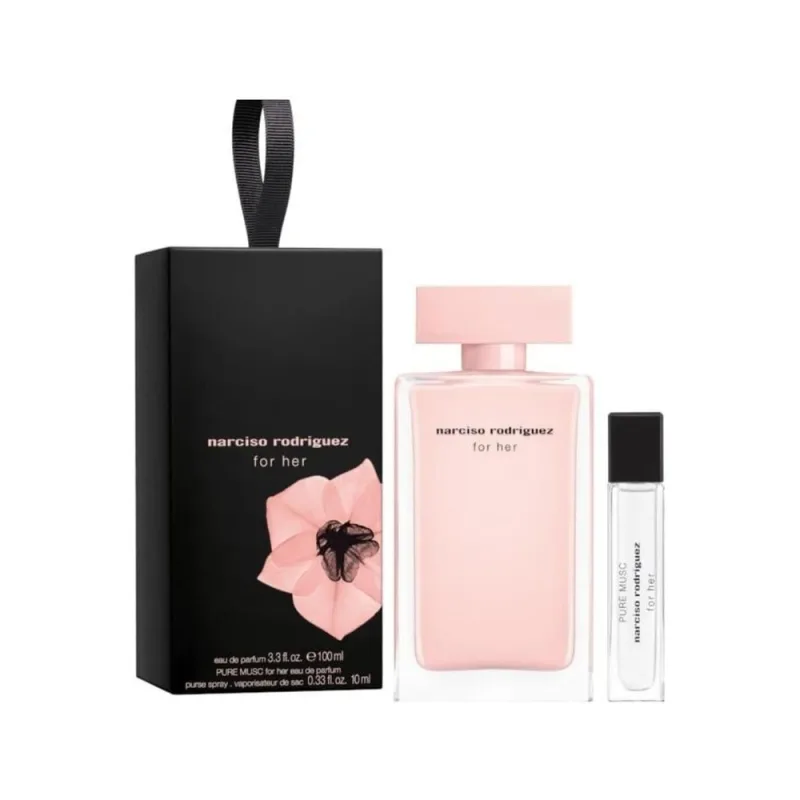 طقم نارسيسو رودريجيز: عطرها EDP 100مل + بيور مسك بخاخ 10مل